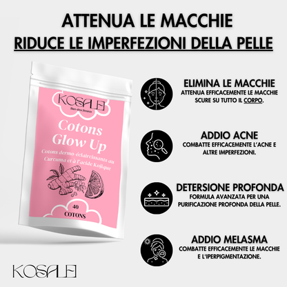Dischetti Glow Up - Dischetti dermo-illuminanti alla Curcuma & Acido Cogico | 40 Dischetti