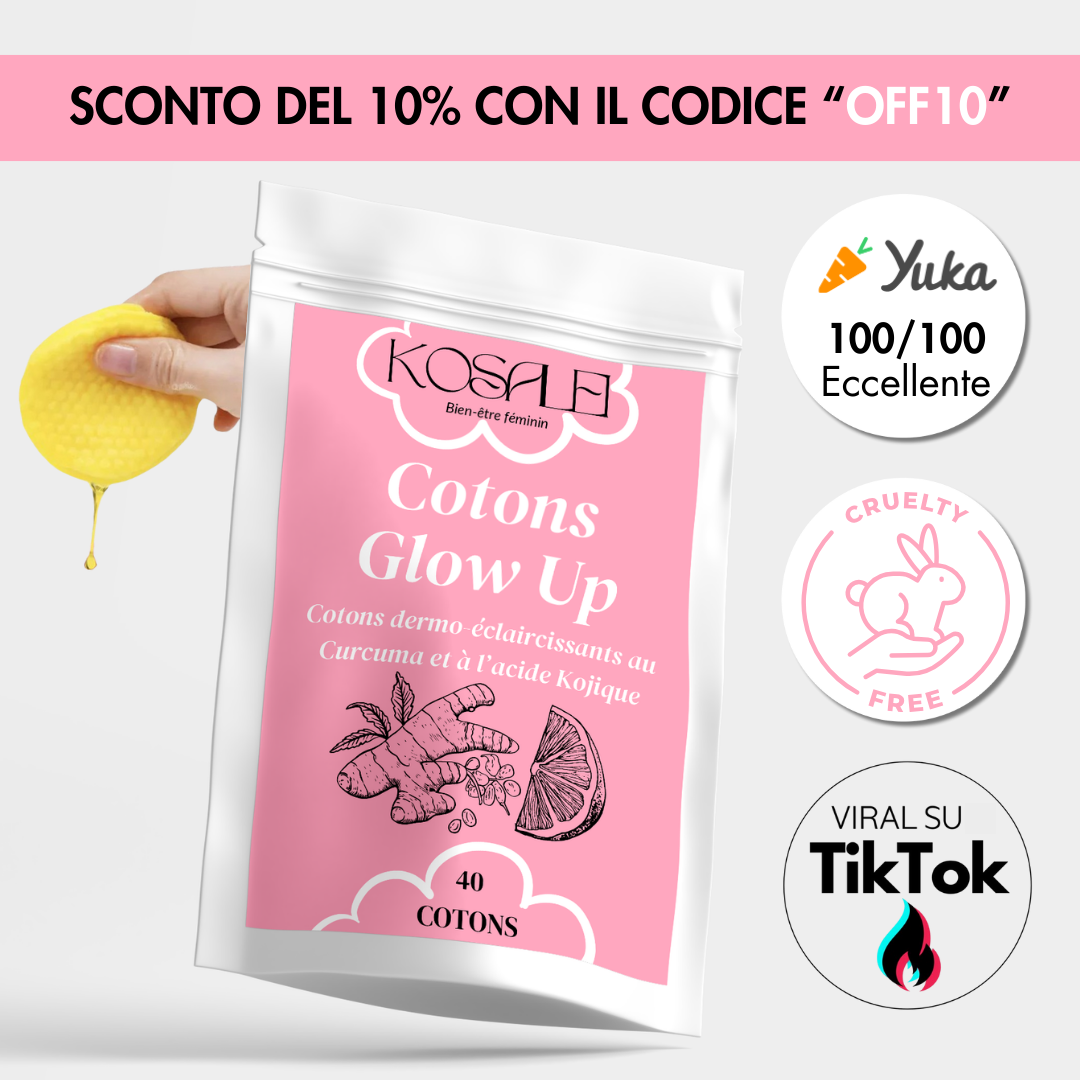 Dischetti Glow Up - Dischetti dermo-illuminanti alla Curcuma & Acido Cogico | 40 Dischetti